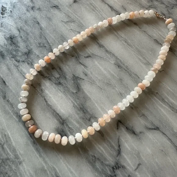 NEW Pink Aventurine Hand Knotted Silk Beaded Necklace w/Gold Fill Hardware 19” - Picture 5 of 8